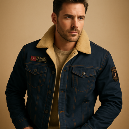 Men’s fleece motorcycle jacket with reinforced panels, warm and breathable design for cold-weather rides and casual wear.