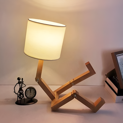 Flexible Robot Desk Lamp made of Solid Wood – LumoBot-The Livary