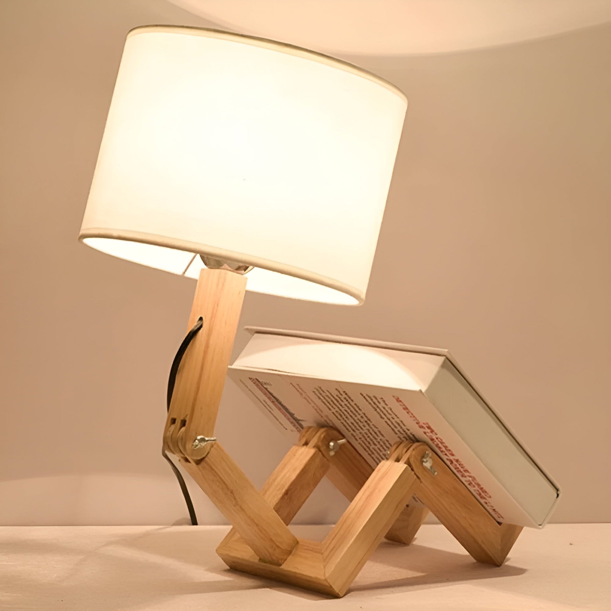 Flexible Robot Desk Lamp made of Solid Wood – LumoBot-The Livary