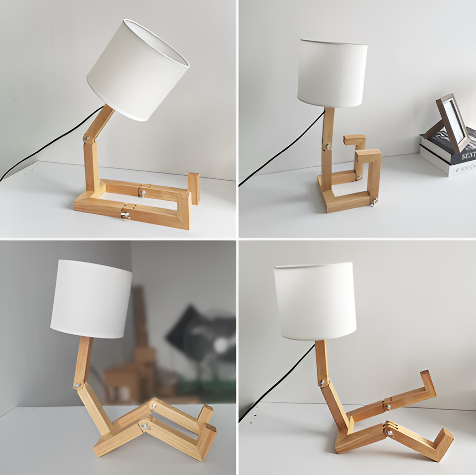 Flexible Robot Desk Lamp made of Solid Wood – LumoBot-The Livary
