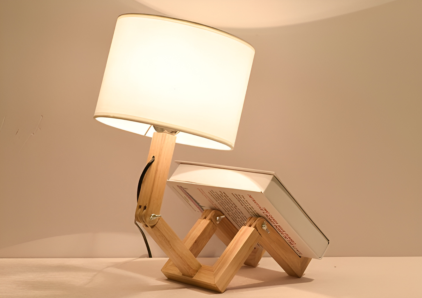Flexible Robot Desk Lamp made of Solid Wood – LumoBot-The Livary