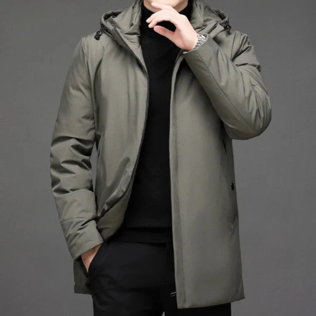 Waterproof Men's Slim Fit Insulated Hooded Coat