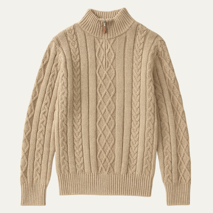 Men's Thick Cozy Cable Knit Half Zip Sweater - Nocini