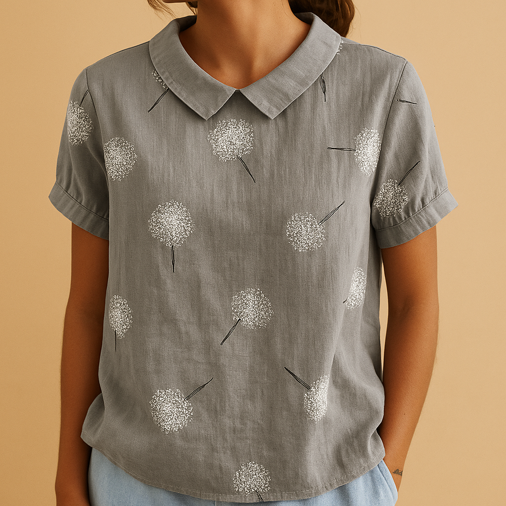 Floral loose fit blouse for women with a multicolored floral pattern, perfect for casual days, outdoor wear, or relaxing at home.