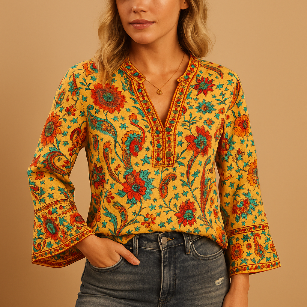 Pretty Peasant Style Blouse for Women - Nocini