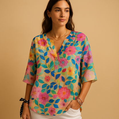 Pretty Womens Floral Button Down Shirt