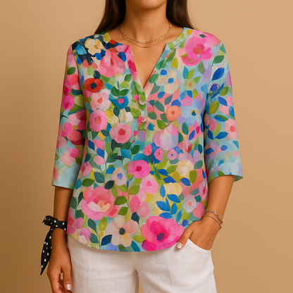Pretty Womens Floral Button Down Shirt