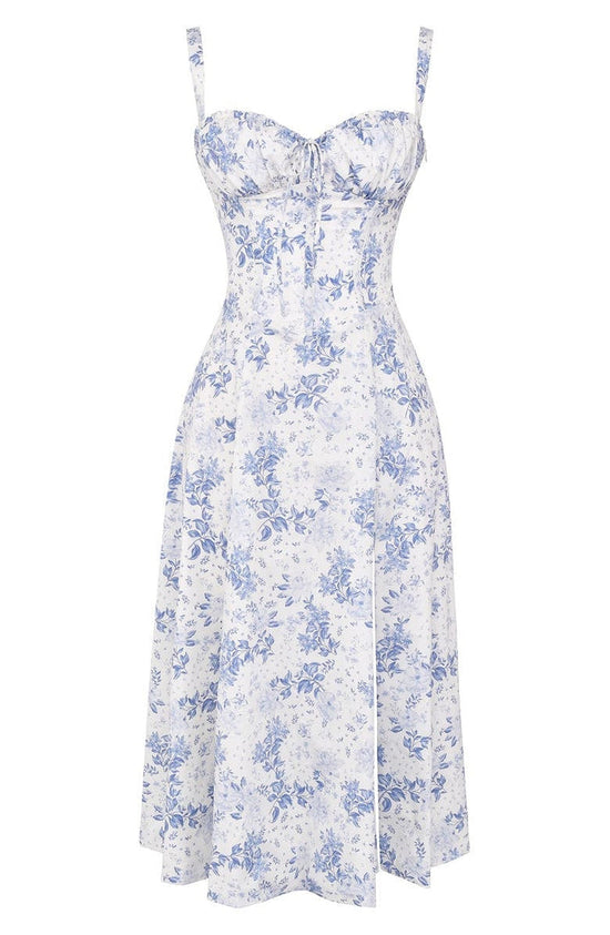 Floral Maxi Dress with Waist Definition - Fleur-Rose blossom-S-Nora Luxe