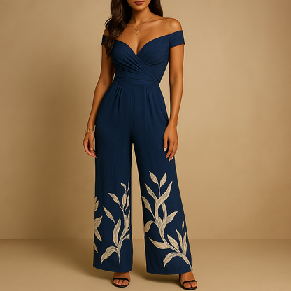 Women's Elegant Cold Shoulder Jumpsuit - Nocini