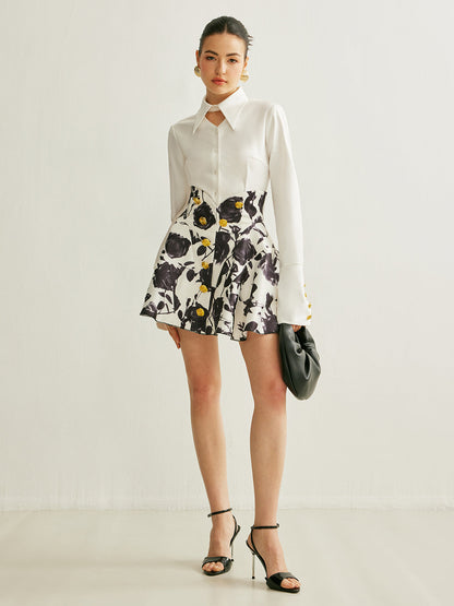 Pretty Flower Patterned Mini Skirt