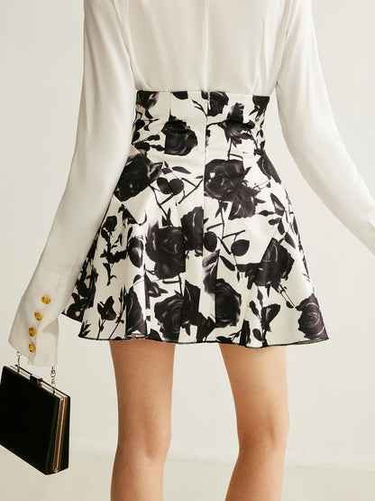 Pretty Flower Patterned Mini Skirt