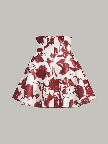 Pretty Flower Patterned Mini Skirt