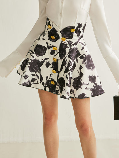 Pretty Flower Patterned Mini Skirt - Pexav