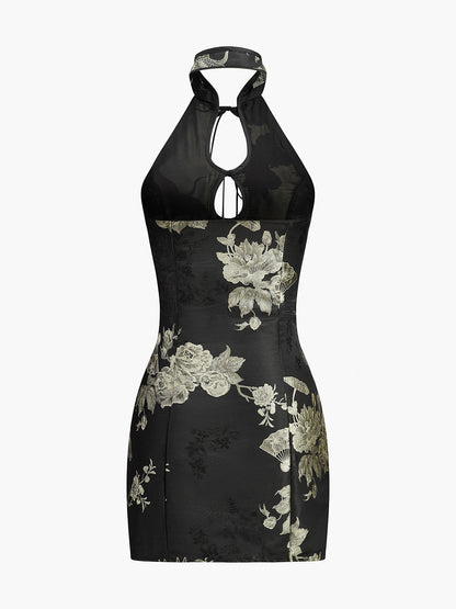 Pretty Floral Halter Neck Summer Dress