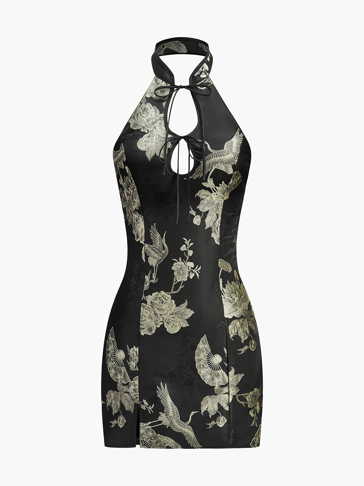 Pretty Floral Halter Neck Summer Dress - Pexav