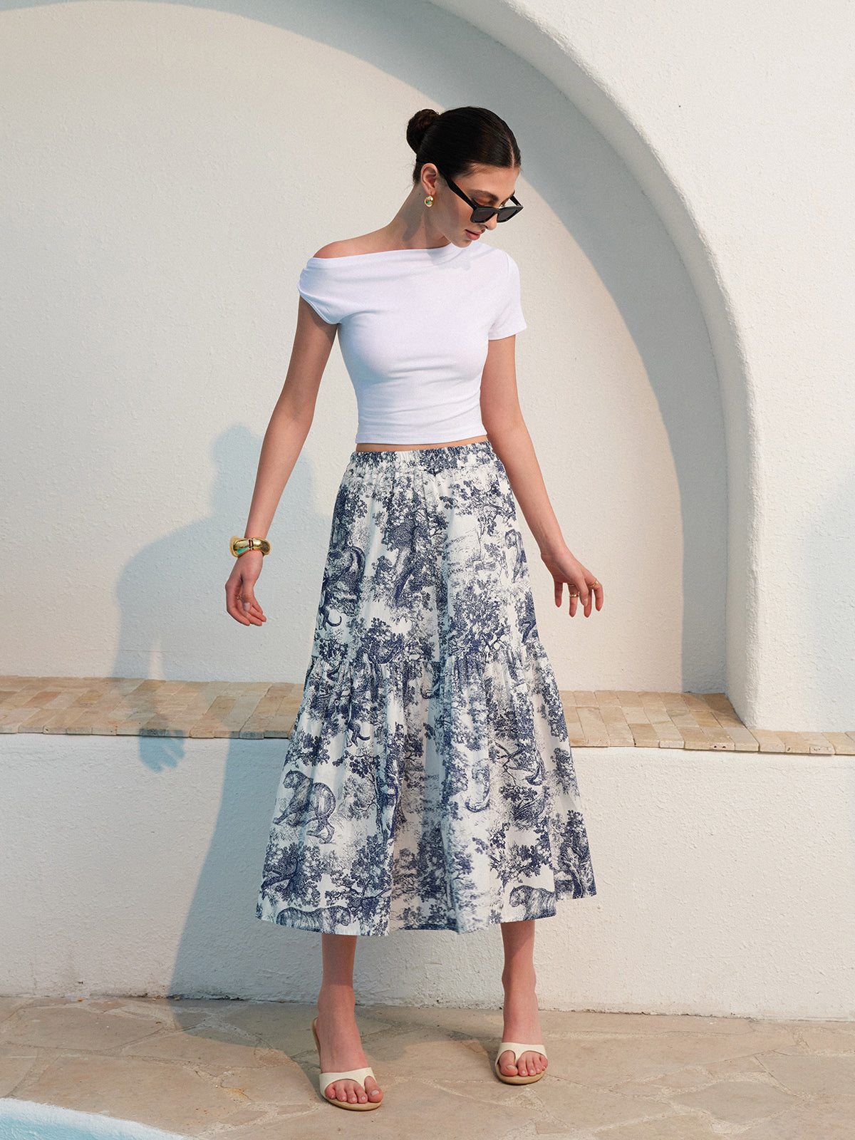 Pretty Ruffle Midi Floral Skirt
