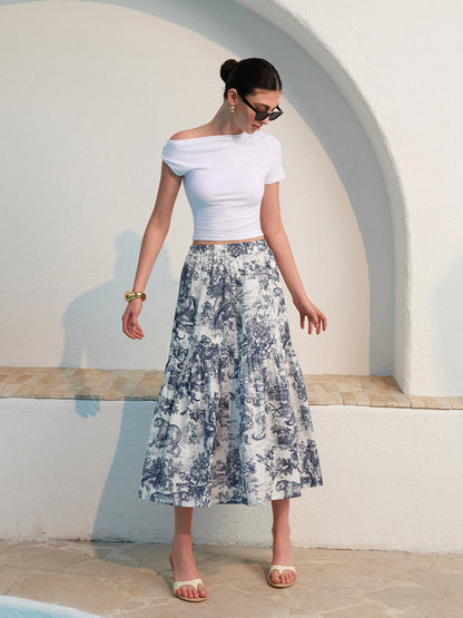 Pretty Ruffle Midi Floral Skirt