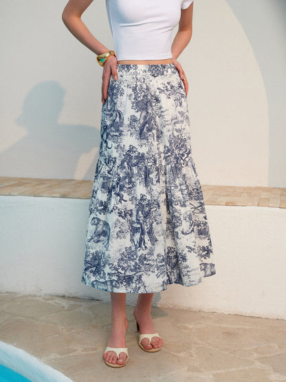 Pretty Ruffle Midi Floral Skirt