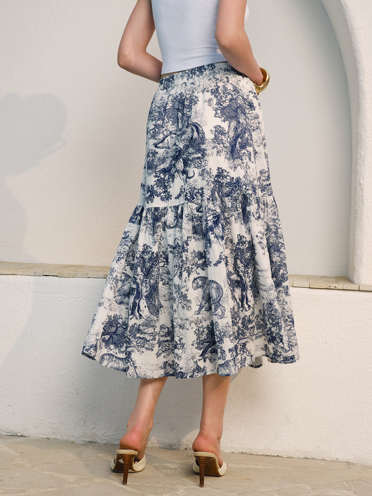 Pretty Ruffle Midi Floral Skirt