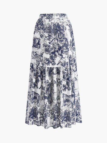 Pretty Ruffle Midi Floral Skirt