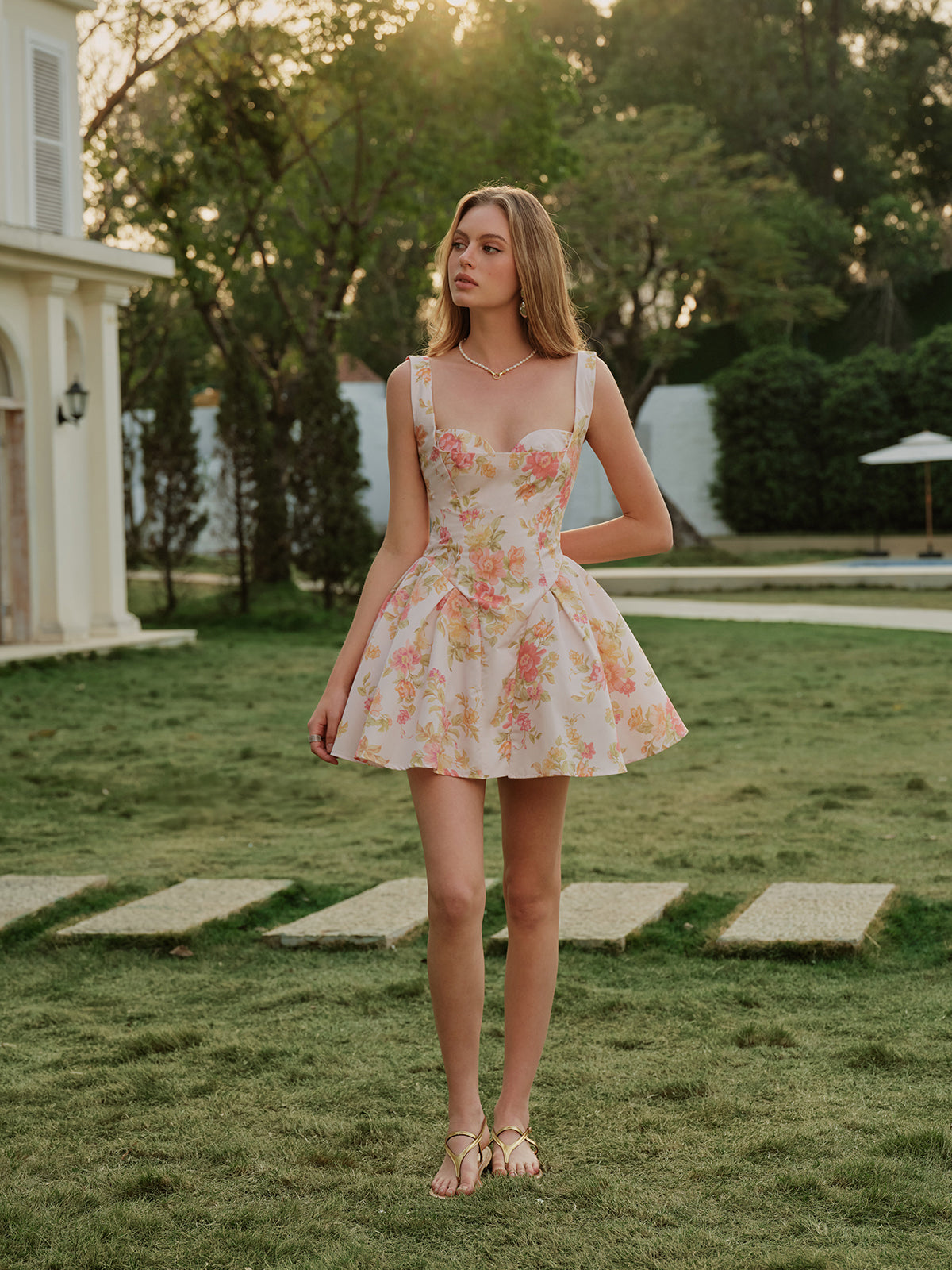 Pretty Floral Off Shoulder Summer Dress