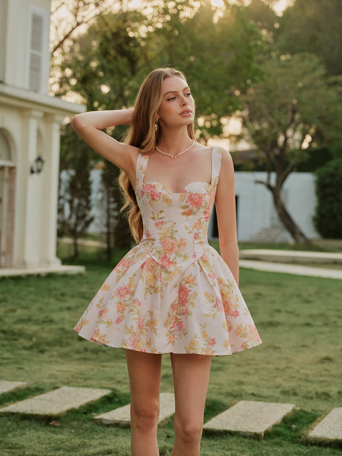 Pretty Floral Off Shoulder Summer Dress - Pexav