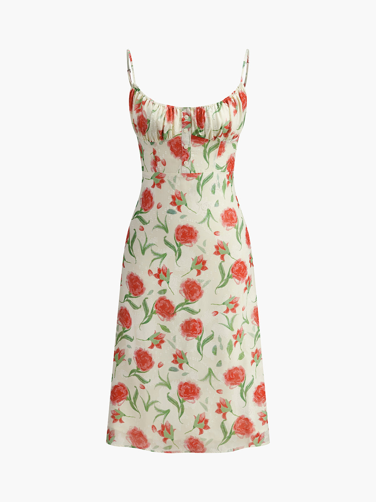 Pretty Gathered Button Front Dress