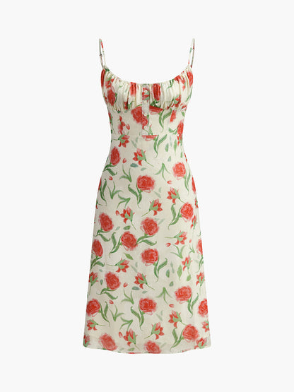 Pretty Gathered Button Front Dress