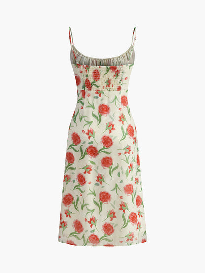 Pretty Gathered Button Front Dress