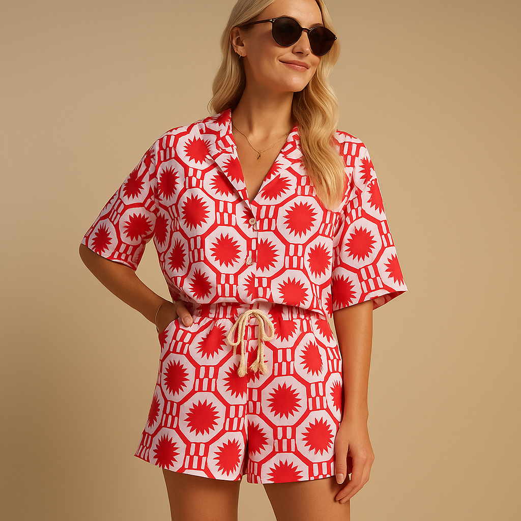 Women's Pretty Floral Two Piece Summer Set - Nocini