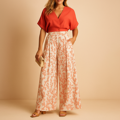 Bright Women's 2-Piece Wide Leg Summer Outfit - Nocini