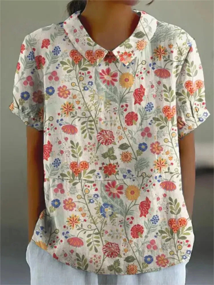 Classic Floral Cotton peasant Top