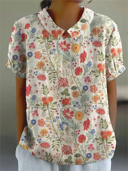 Classic Floral Cotton peasant Top