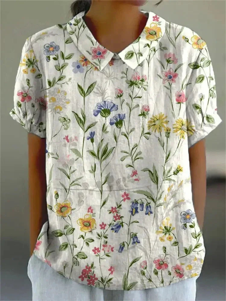 Ladies' Pretty Ruffled Short Sleeve Shirt