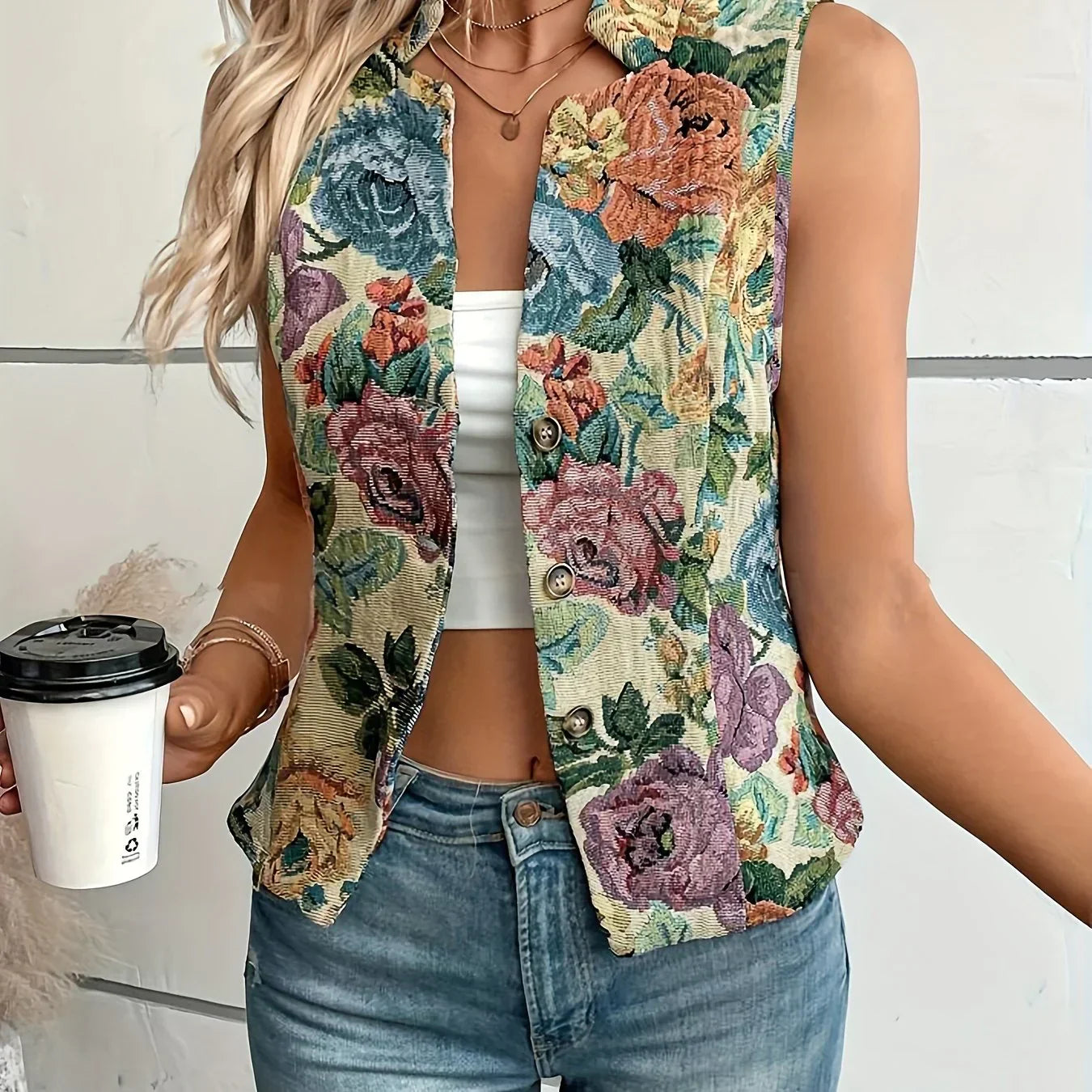 Soft Floral Button Front Cardigan - Pexav