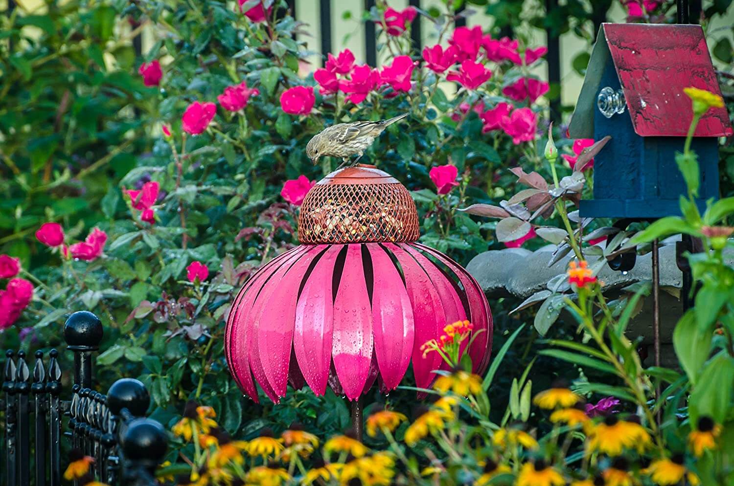 Flower-shaped Bird Feeder - FloraFeeder-Red-Nora Luxe