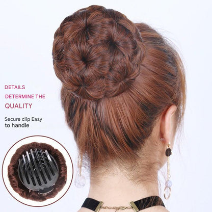 Flower-shaped Hair Clip with Hair Extension – Fiora-Brown-Nora Luxe