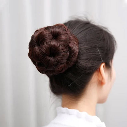 Flower-shaped Hair Clip with Hair Extension – Fiora-Brown-Nora Luxe