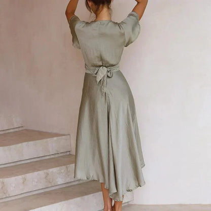 Flowing Retro Summer Dress - Aurora-Pink-S-Nora Luxe