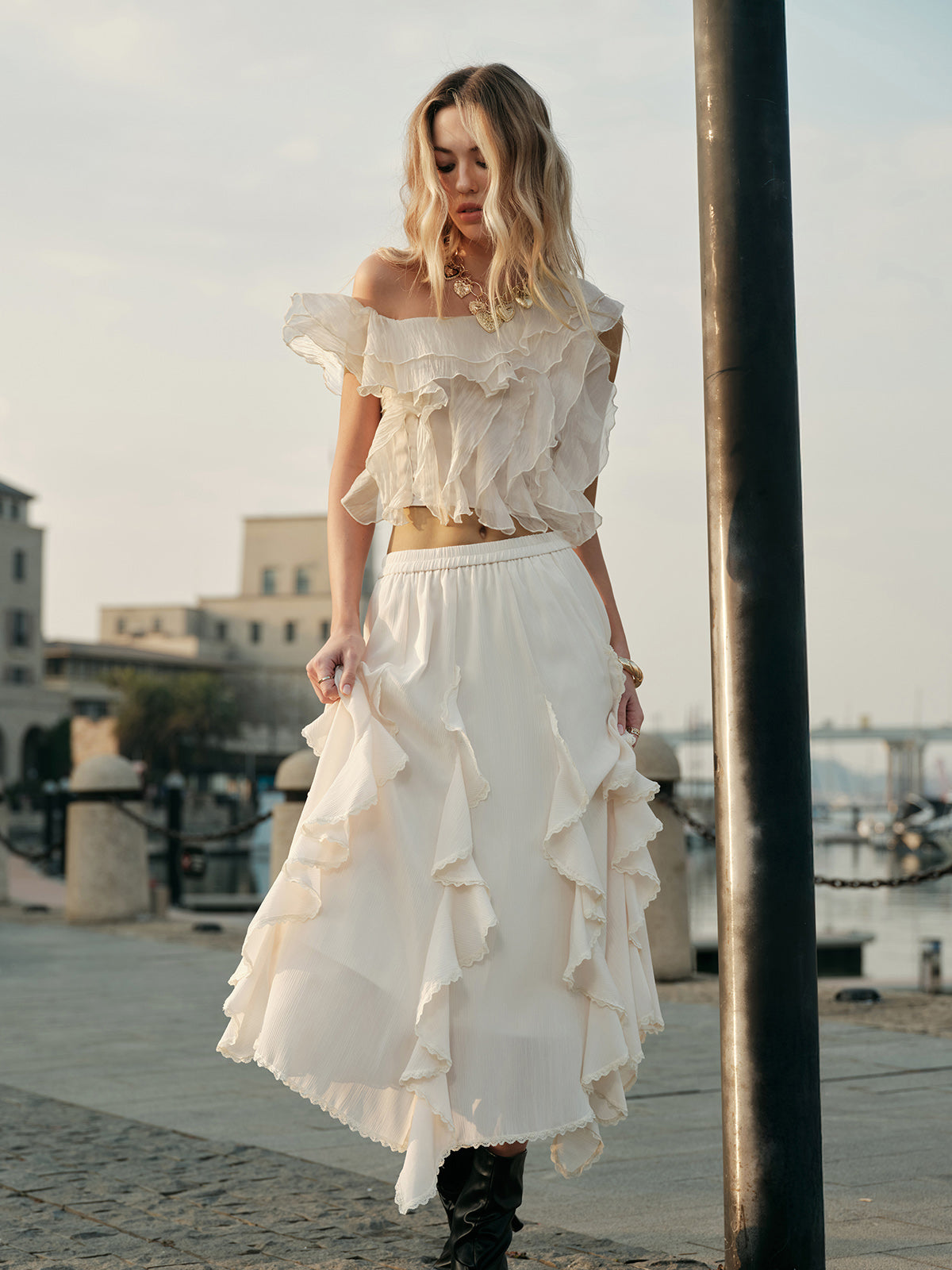FlirtyTiered Midi Skirt