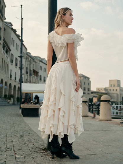 FlirtyTiered Midi Skirt
