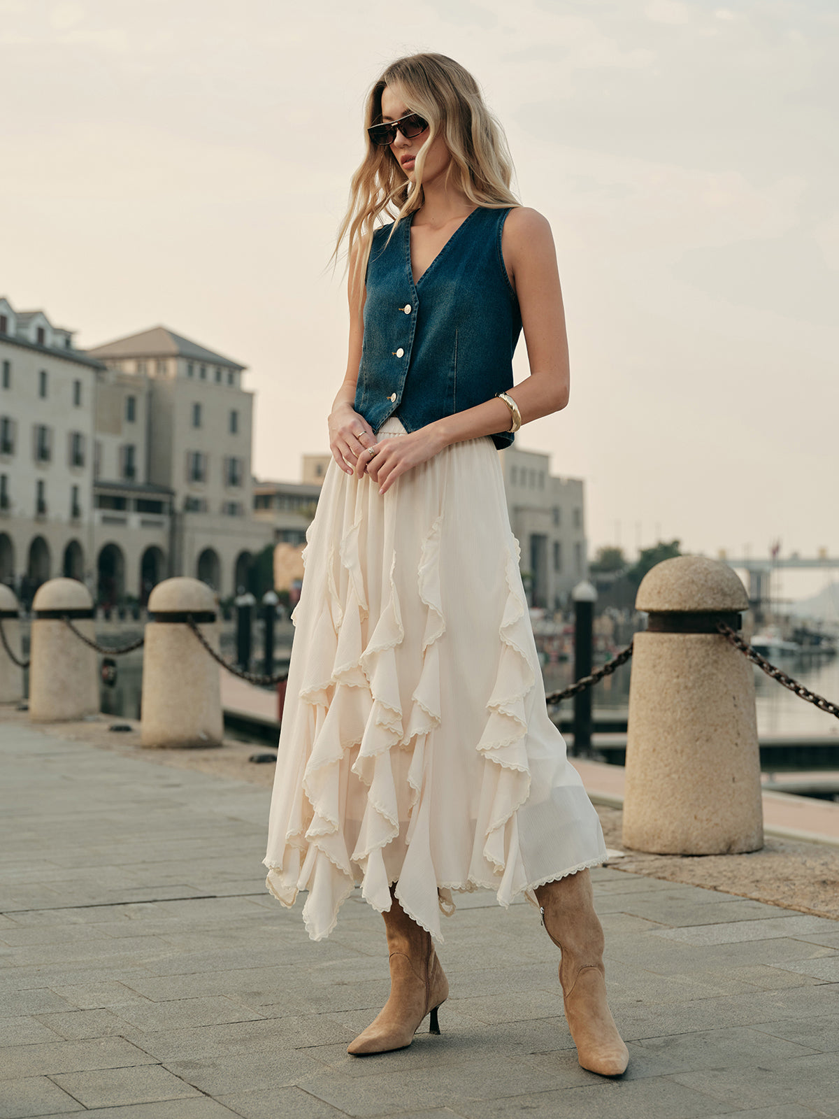 FlirtyTiered Midi Skirt