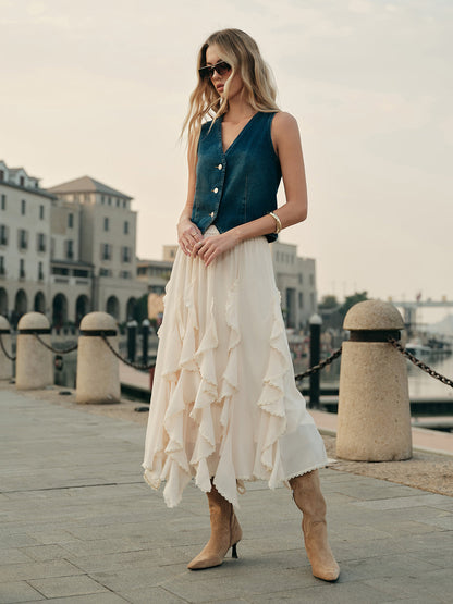FlirtyTiered Midi Skirt