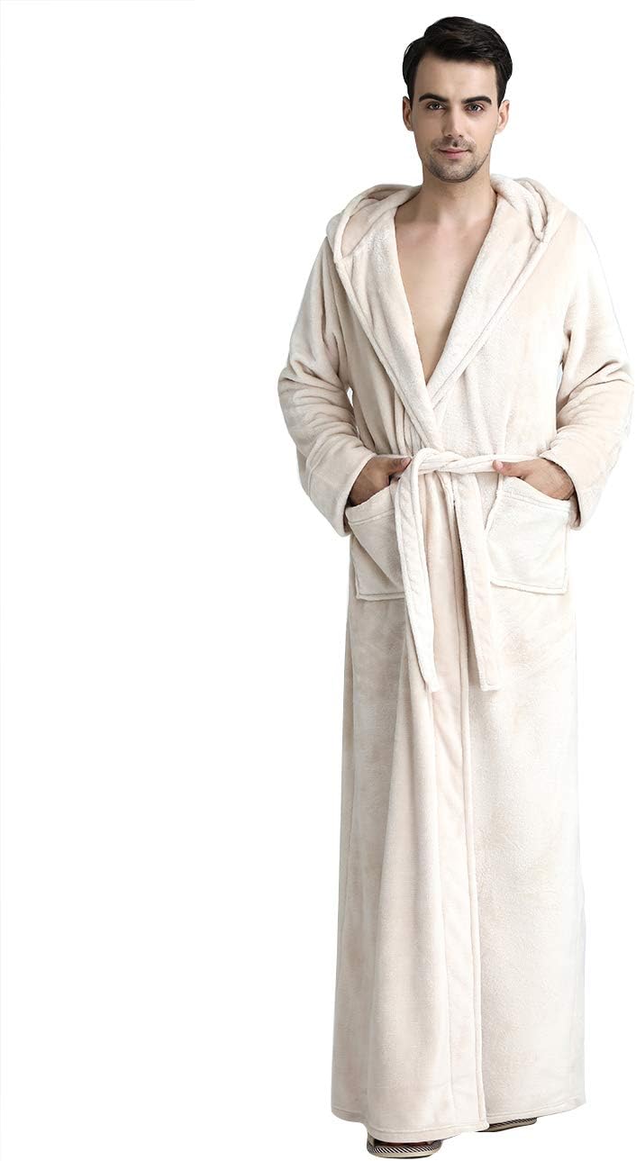 Fluffy Fleece Bathrobe with Hood - CozyFluff-Blue-M-Nora Luxe