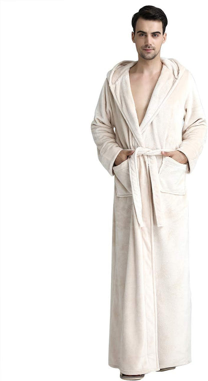 Fluffy Fleece Bathrobe with Hood - CozyFluff-Blue-M-Nora Luxe