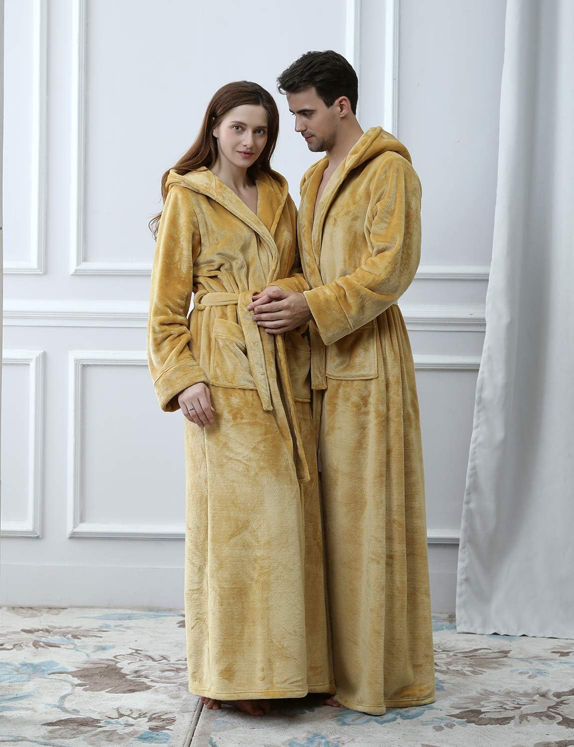Fluffy Fleece Bathrobe with Hood - CozyFluff-Blue-M-Nora Luxe