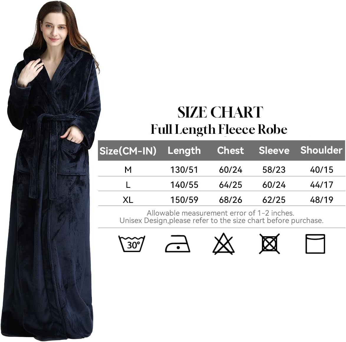 Fluffy Fleece Bathrobe with Hood - CozyFluff-Blue-M-Nora Luxe