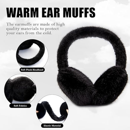 Fluffy Foldable Faux Fur Winter Ear Warmers - FauxSnugs-White-Nora Luxe