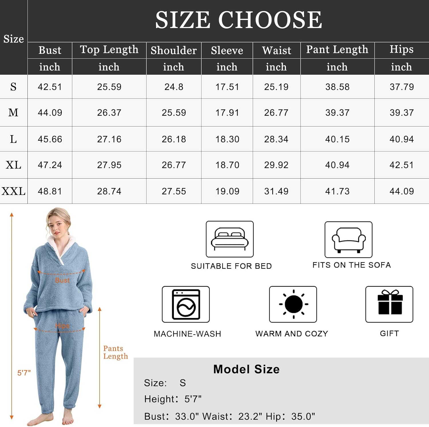 Fluffy Pajama Set for Women - CozyPlush-Dark blue-S-Nora Luxe
