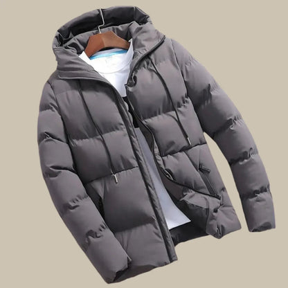 Warm Men's Puffer Coat With Hood